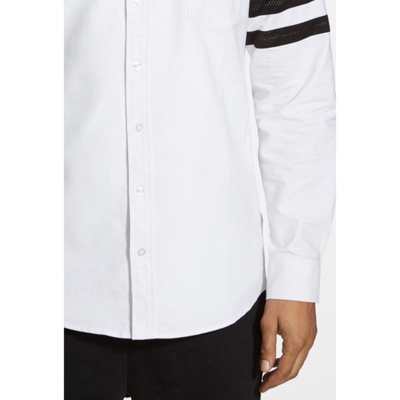Varsity Stripe Button Down Shirt, L - Picture 4 of 8